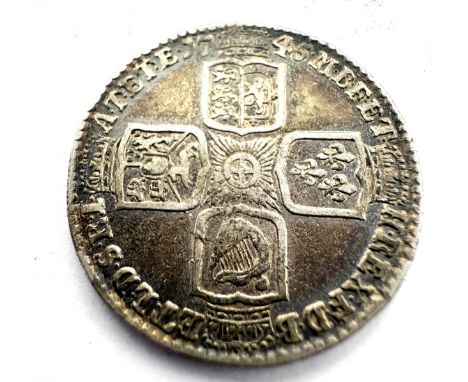 1745 George II (LIMA) Silver Shilling  With Lustre - good Grade