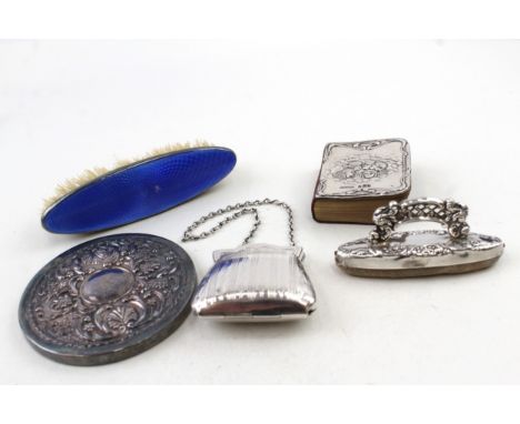 5 x .925 sterling silver ladies vanity inc guilloche enamel etc