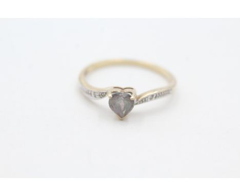 9ct gold mystic topaz &amp; diamond dress ring (1.4g)