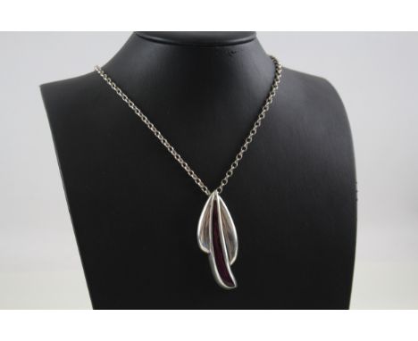 Malcolm Gray Sterling Silver Pendant Necklace w/ Enamel 30g