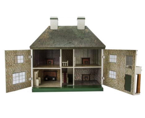 A Triangtois Wooden  Dolls' House DH 10,  half-timbered rough-cast and brick façade, central front door with knocker and 'Let