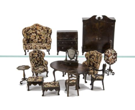Tri-ang Period  Dolls' House  Queen Anne Furniture, comprising wardrobe --5¼in. (13.5cm.) high, occasional table, settee, two