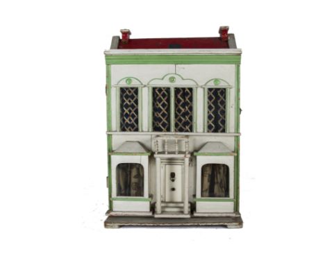 A G &amp; J Lines No 14 Dolls' House 1906-13, with central front door with lion head knocker, columned porch with balustraded