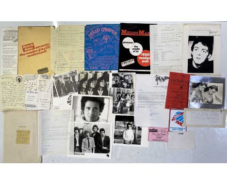 Good assortment of memorabilia from Annie's career to inc: 1978 British Rock and Pop Award sheet with hand annotated winners 