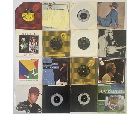 ELTON JOHN - 7" COLLECTION (INC PROMOS). An extensive collection of 31 7" singles by pop legend Elton John, including some pr