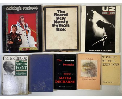 Eight collectable music books, many with signatures and dedications. To include: Pete Sinfield - Under The Sky (softcover 1st