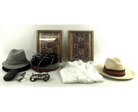 Two pairs of vintage Giorgio Armani tortoiseshell spectacles and a pair of sunglasses by Oliver Goldsmith, together with a co