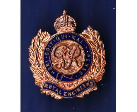 WWII Royal Engineers Sweetheart brooch, Brass construction with blue enamel. (GVIR) Good badge.