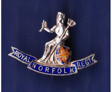 WWI Royal Norfolk Regiment Silver and enamel sweetheart badge, excellent quality and a scarce version of this badge.