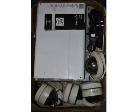 A Veritas security control panel, recorder and four cameras.