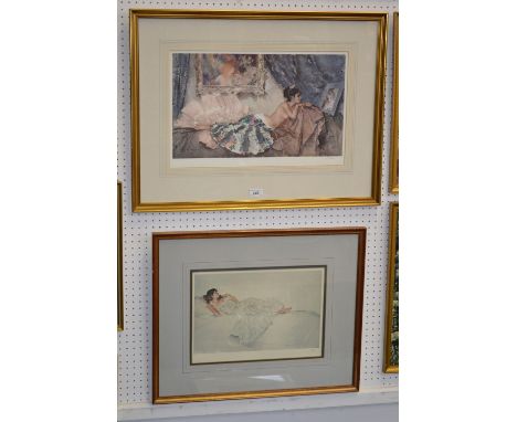 Sir William Russell Flint, by and after, A study in White, lithograph, limited edition  247/850, 38cm x 26cm, framed;  anothe