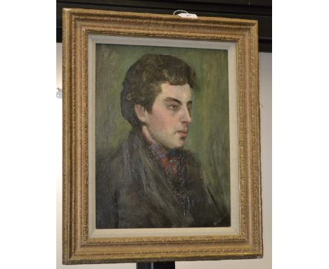 English School (mid-20th century)Portrait of a Young Gentlemanindistinctly signed, oil on canvas, 44cm x 33.5cm