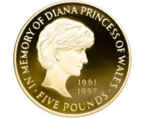 UNITED KINGDOM. Elizabeth II, 1952-2022. Gold 5 pounds (crown), 1999. Royal Mint. Proof. Known as the 'Lady Diana Memorial Cr