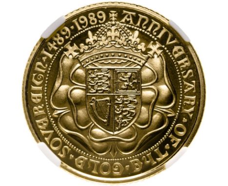 UNITED KINGDOM. Elizabeth II, 1952-2022. Gold half-sovereign, 1989. Royal Mint. Proof. Commemorating the 500 years anniversar