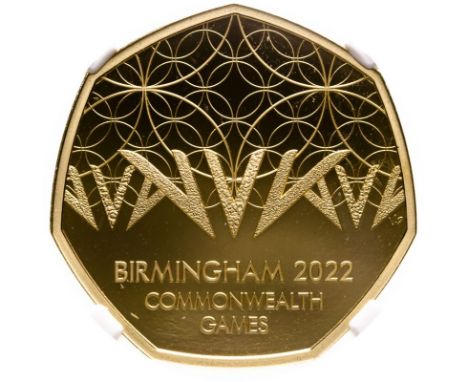 UNITED KINGDOM. Elizabeth II, 1952-2022. Gold 50 pence, 2022. Royal Mint. Proof. Issued to mark the 2022 Commonwealth Games, 