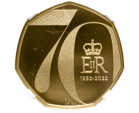 UNITED KINGDOM. Elizabeth II, 1952-2022. Gold 50 pence, 2022. Royal Mint. Proof. Commemorative fifty pence coin celebrating t