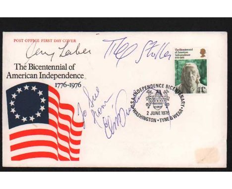 Elvis Presley autographed first day cover. Rare 1976 Bicentennial of American Independence first day cover signed and dedicat