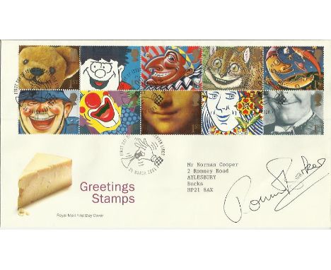  Ronnie Barker signed 1991 Royal Mail Greetings Stamps first day cover. Good condition. All signed items come with Certificat