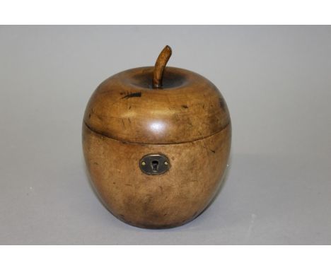 A GOOD APPLE TEA CADDY with hinged lid and lock. 5ins high. 
