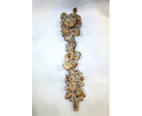 A GEORGIAN CARVED LIME WOOD BRACKET OF FRUIT, BIRDS, FLOWERS AND SERPENT. 2ft 4ins long. 
