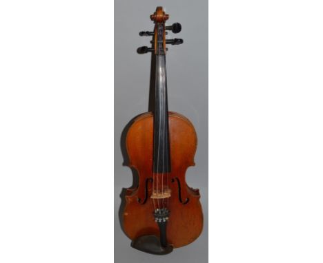 A VIOLIN, bears label ANTONIUS STRADIVARIUS CREMONENSIS, FACIEBAT ANNO 1794, two piece back, 14ins, 23ins overall, along with