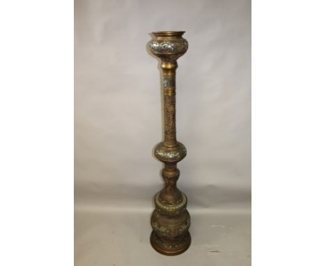 A LARGE CLOISONNE ENAMEL FLOOR LAMP. 5ft high. 