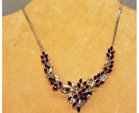 A SUPERB WHITE GOLD, RUBY AND DIAMOND NECKLACE. 