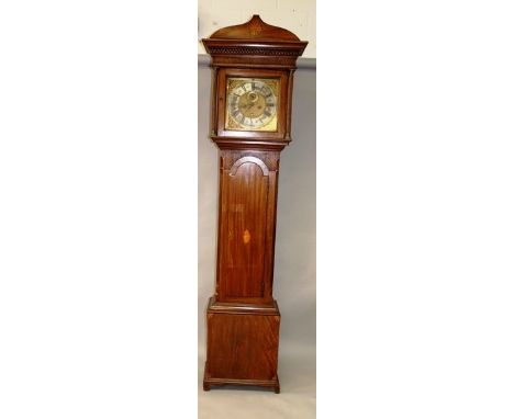 A GEORGIAN MAHOGANY LONGCASE CLOCK, the movement by JAMES STEVENS, LONDON, with eight day movement, second dial and date aper