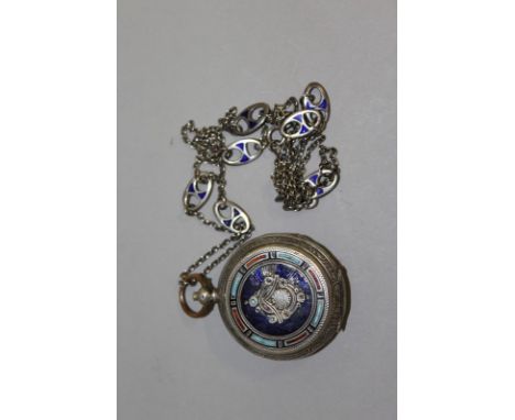 A FRENCH SILVER AND ENAMEL POCKET WATCH. Signed Le Roy, Paris. 