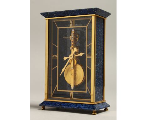 A VERY GOOD JAEGER-LECOULTRE LAPIS LAZULI CLOCK. Ref No. 481, cased, 4.5ins high.