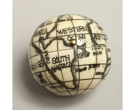 A BONE COMPASS as a globe. 1.5ins diameter.