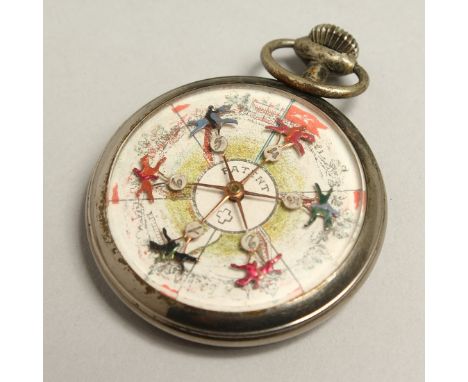 AN UNUSUAL HORSE RACING CHROME POCKET WATCH.