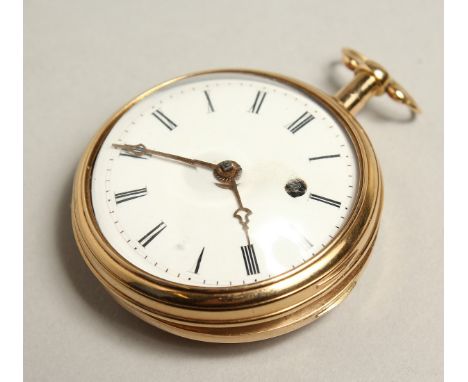 AN 18CT GOLD VERGE POCKET WATCH.