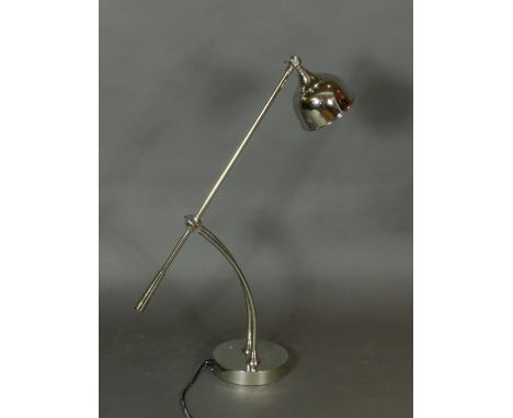 An Art Deco style chrome plated adjustable desk lamp. H.87cm (maximum)
