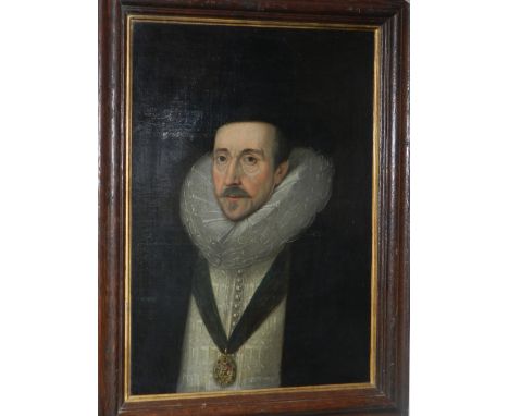 17th century British school, portrait of the Duke of Norfolk, oil on canvas, unsigned, label to verso. H. 70cm W. 50cm