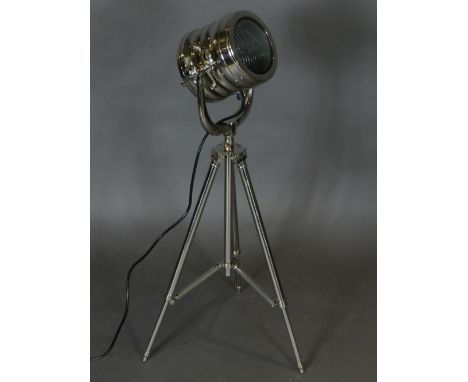 An unusual telescopic adjustable chrome plated search light standard lamp. 