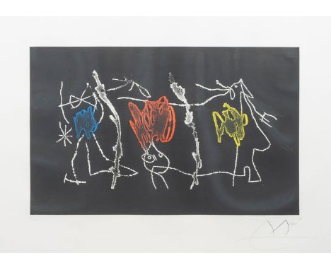 Joan Miró (Barcelona 1893 - Palma de Mallorca 1983). Nocturn Catala. 1972. Farbradierung. 30 x 47 cm. R. u. mit Bleistift sig