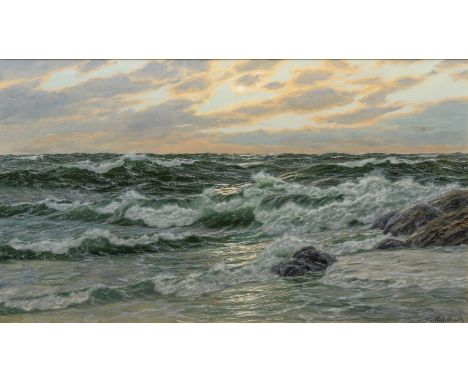 Patrick von Kalckreuth (Kiel 1898 - Starnberg 1970). Fels in der Brandung. Öl/Lw. 70,5 x 120 cm. R. u. sign. P. v. Kalckreuth