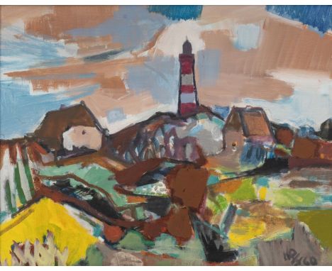 Willy Robert Huth (Erfurt 1890 - Berlin 1977). Auf Amrum. 1960. Öl/Lw. 40,5 x 50,5 cm. R. u. sign. und dat. WRH 60, auf dem K