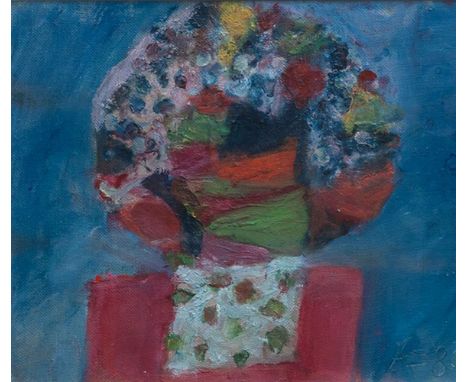 Arnold Fiedler (Hamburg 1900 - Hamburg 1985). Blumen in einer Vase. 1983. Öl/Lw./Karton. 21,5 x 25 cm. R. u. monogr. und dat.