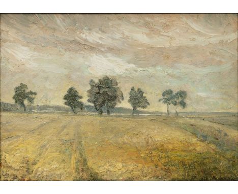 Fritz Mackensen (Braunschweig 1866 - Worpswede 1953). Worpsweder Landschaft. Öl/Karton. 24,5 x 35 cm. R. u. sign. Fritz Macke