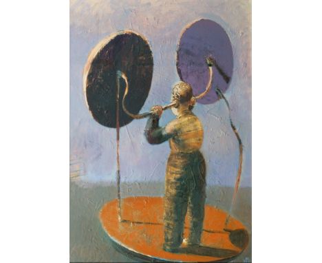 Ulf Puder (Leipzig 1958). Kleiner Raumhörer. 1998/2001. Öl/Hartfaser. 100,5 x 70,5 cm. R. u. monogr. und dat. UP 98-01, verso