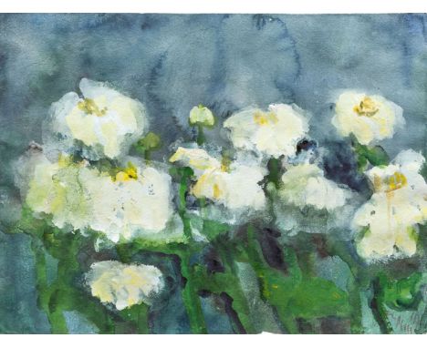 Klaus Fußmann (Velbert 1938). Dahlien. Aquarell und Gouache. 43 x 57 cm. R. u. sign. Fußmann und unleserlich dat., unter Glas