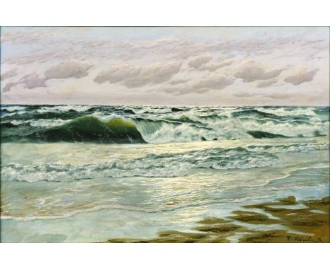 Patrick von Kalckreuth (Kiel 1898 - Starnberg 1970). Nordseebrandung. Öl/Lw. 60,5 x 90 cm. R. u. sign. P. v. Kalckreuth.   - 
