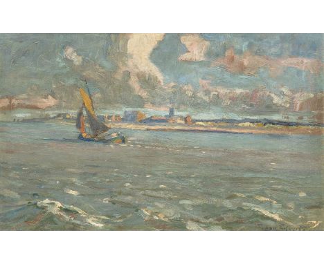 Poppe Folkerts (Norderney 1875 - Norderney 1949). Vor Norderney. 1946. Öl/Holz. 37,5 x 61 cm. R. u. sign. Poppe Folkerts, ver