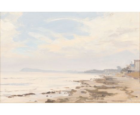 Friedel Anderson (Oberhausen 1954). Wolkenhimmel bei Lobbe. 1990. Öl/Hartfaser. 20,5 x 30,5 cm. R. u. monogr. FA 30.10.90, ve