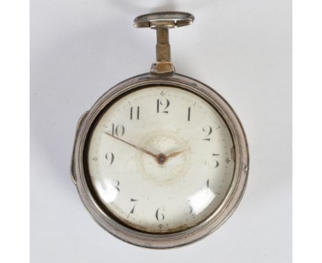 A George III silver pear cased verge pocket watch, London, 1807, makers mark of C.T, the white enamel dial with Arabic numera