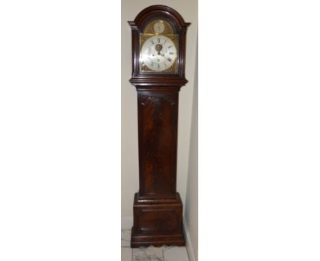 A George III mahogany longcase clock, Heny Sanderson, London, the brass dial with an 11¼ inch silvered chapter ring bearing A