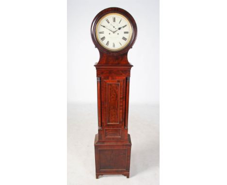 A 19th century mahogany drum head longcase clock, ALEXR. BLACK, KIRKCALDY, the 12½" enamel dial with Roman numerals and subsi