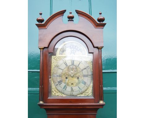 A George III mahogany longcase clock, Wilkinson, WIGTON, the brass dial with silvered chapter ring bearing Arabic and Roman n